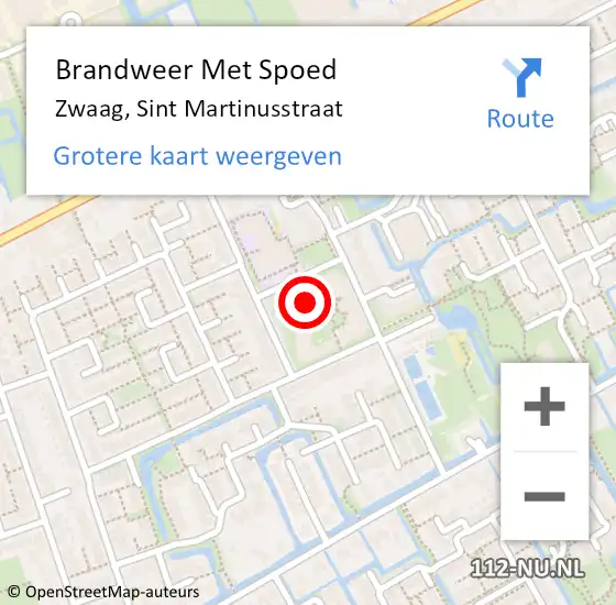 Locatie op kaart van de 112 melding: Brandweer Met Spoed Naar Zwaag, Sint Martinusstraat op 3 november 2022 20:10