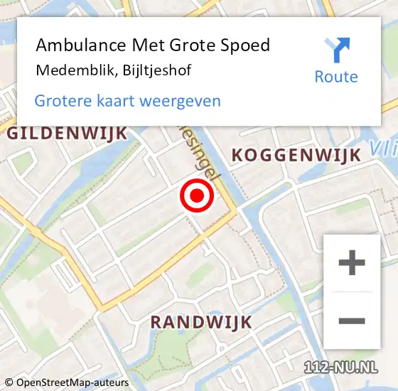 Locatie op kaart van de 112 melding: Ambulance Met Grote Spoed Naar Medemblik, Bijltjeshof op 3 november 2022 20:17