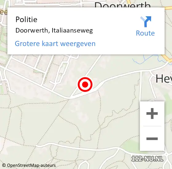 Locatie op kaart van de 112 melding: Politie Doorwerth, Italiaanseweg op 3 november 2022 20:27