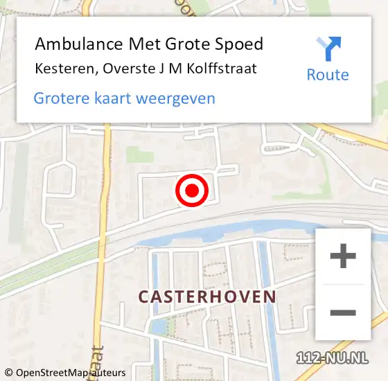 Locatie op kaart van de 112 melding: Ambulance Met Grote Spoed Naar Kesteren, Overste J M Kolffstraat op 3 november 2022 20:29