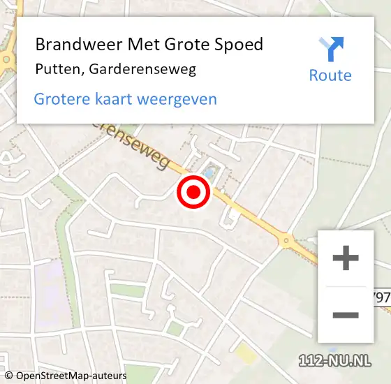 Locatie op kaart van de 112 melding: Brandweer Met Grote Spoed Naar Putten, Garderenseweg op 3 november 2022 20:48