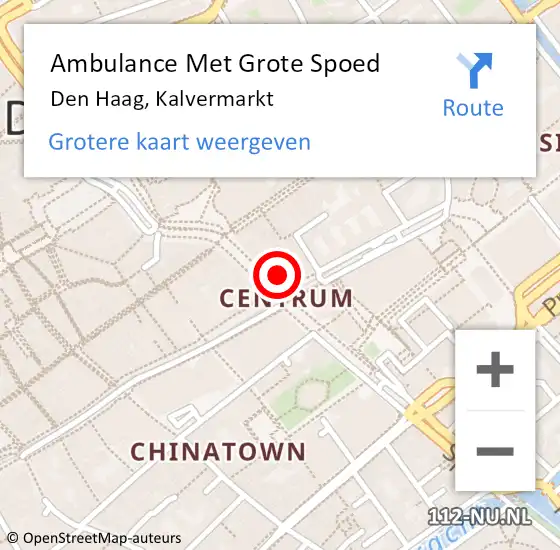 Locatie op kaart van de 112 melding: Ambulance Met Grote Spoed Naar Den Haag, Kalvermarkt op 3 november 2022 20:56