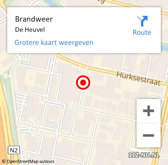 Locatie op kaart van de 112 melding: Brandweer De Heuvel op 10 oktober 2013 12:56