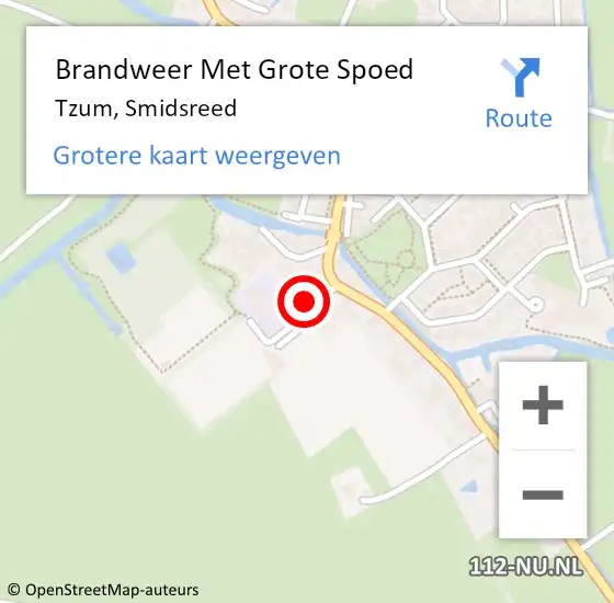 Locatie op kaart van de 112 melding: Brandweer Met Grote Spoed Naar Tzum, Smidsreed op 3 november 2022 21:15