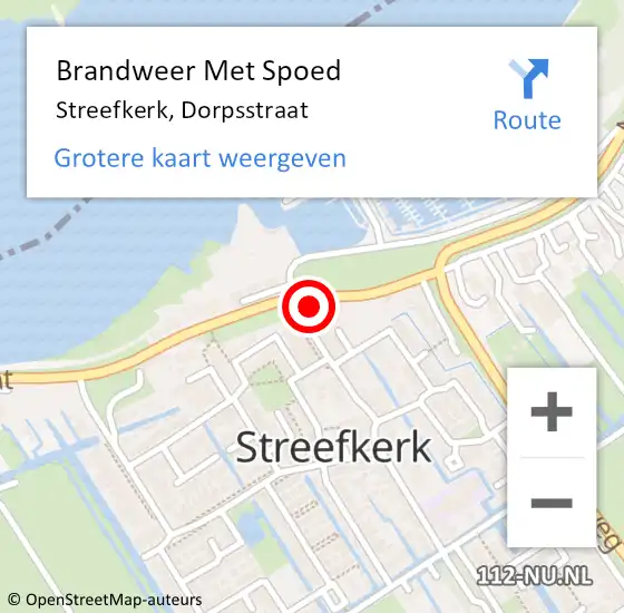 Locatie op kaart van de 112 melding: Brandweer Met Spoed Naar Streefkerk, Dorpsstraat op 3 november 2022 21:18