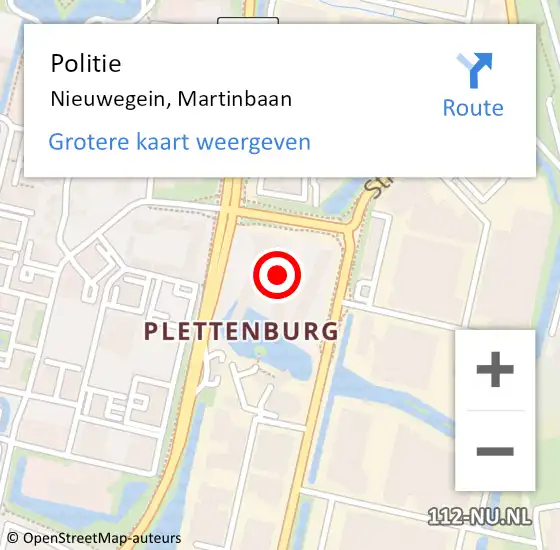 Locatie op kaart van de 112 melding: Politie Nieuwegein, Martinbaan op 3 november 2022 21:32