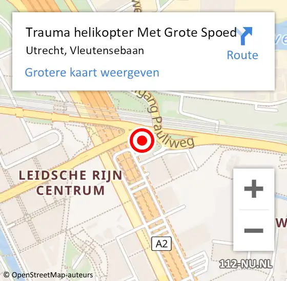 Locatie op kaart van de 112 melding: Trauma helikopter Met Grote Spoed Naar Utrecht, Vleutensebaan op 3 november 2022 21:38