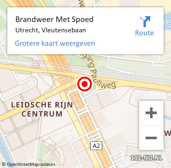Locatie op kaart van de 112 melding: Brandweer Met Spoed Naar Utrecht, Vleutensebaan op 3 november 2022 21:52