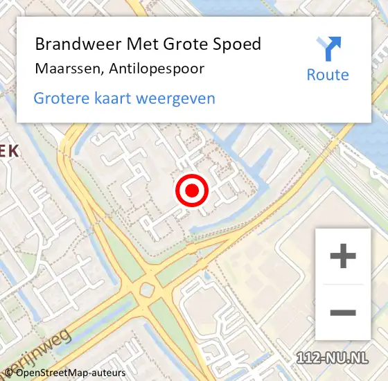 Locatie op kaart van de 112 melding: Brandweer Met Grote Spoed Naar Maarssen, Antilopespoor op 3 november 2022 21:56