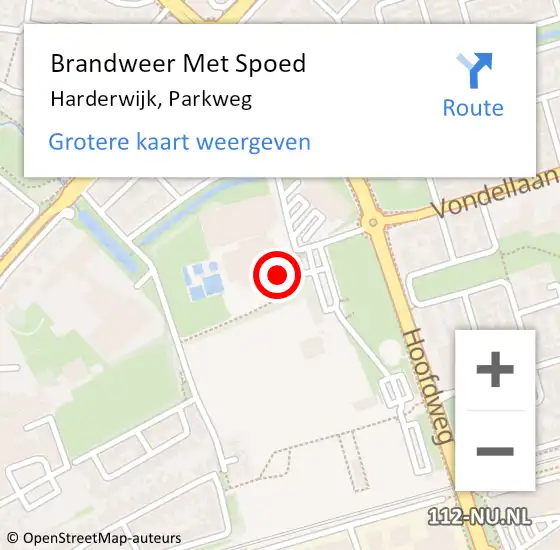 Locatie op kaart van de 112 melding: Brandweer Met Spoed Naar Harderwijk, Parkweg op 3 november 2022 22:05