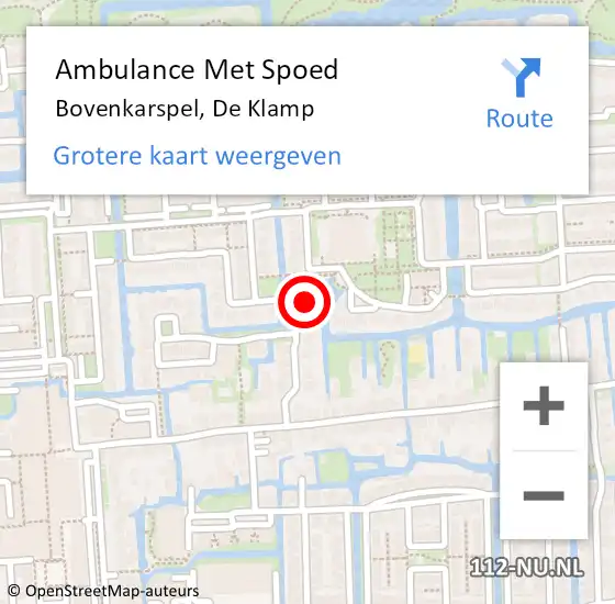 Locatie op kaart van de 112 melding: Ambulance Met Spoed Naar Bovenkarspel, De Klamp op 3 november 2022 22:18