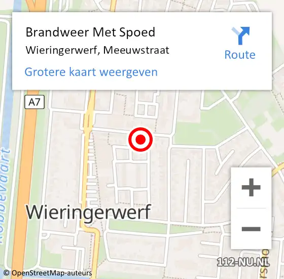 Locatie op kaart van de 112 melding: Brandweer Met Spoed Naar Wieringerwerf, Meeuwstraat op 3 november 2022 22:45