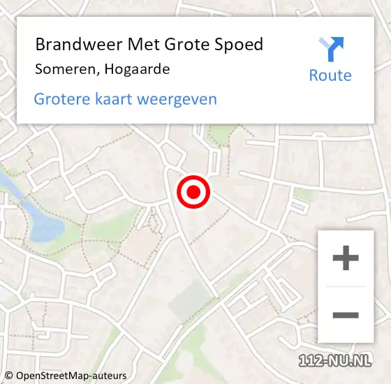 Locatie op kaart van de 112 melding: Brandweer Met Grote Spoed Naar Someren, Hogaarde op 3 november 2022 22:46