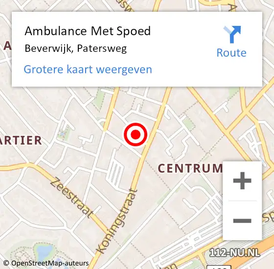 Locatie op kaart van de 112 melding: Ambulance Met Spoed Naar Beverwijk, Patersweg op 3 november 2022 23:00