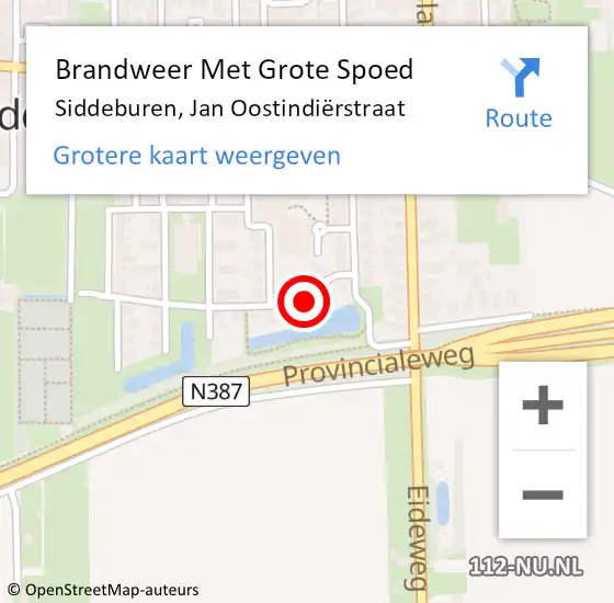 Locatie op kaart van de 112 melding: Brandweer Met Grote Spoed Naar Siddeburen, Jan Oostindiërstraat op 3 november 2022 23:34