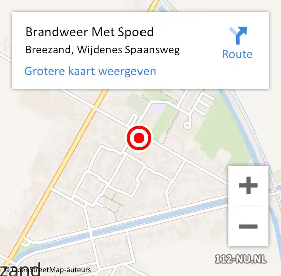 Locatie op kaart van de 112 melding: Brandweer Met Spoed Naar Breezand, Wijdenes Spaansweg op 4 november 2022 01:03