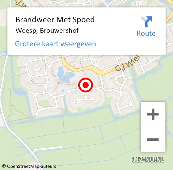 Locatie op kaart van de 112 melding: Brandweer Met Spoed Naar Weesp, Brouwershof op 4 november 2022 03:24