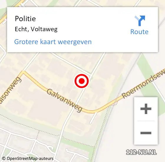 Locatie op kaart van de 112 melding: Politie Echt, Voltaweg op 4 november 2022 03:55