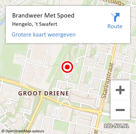 Locatie op kaart van de 112 melding: Brandweer Met Spoed Naar Hengelo, 't Swafert op 4 november 2022 04:53
