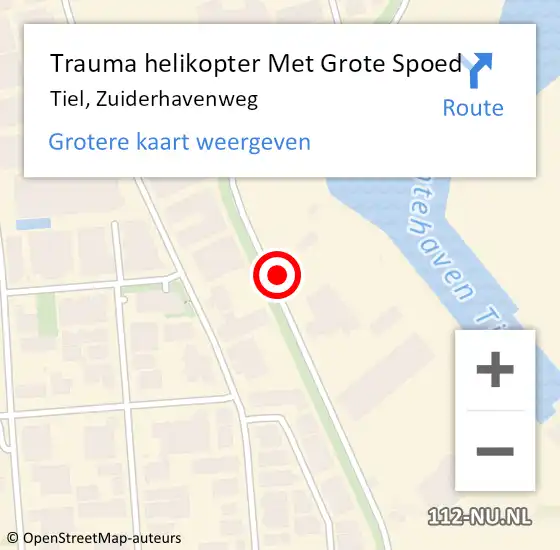 Locatie op kaart van de 112 melding: Trauma helikopter Met Grote Spoed Naar Tiel, Zuiderhavenweg op 4 november 2022 05:55