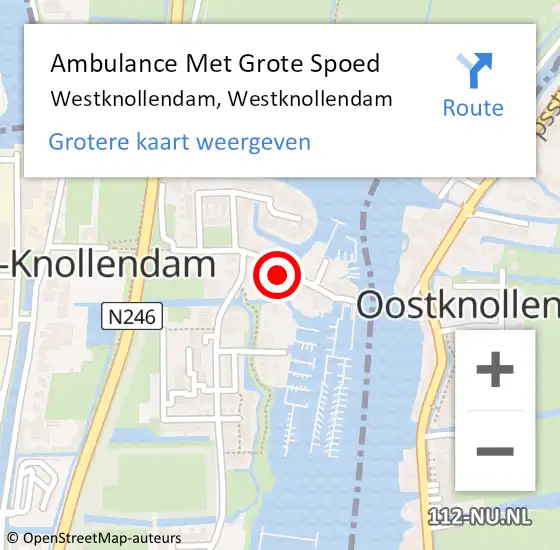 Locatie op kaart van de 112 melding: Ambulance Met Grote Spoed Naar Westknollendam, Westknollendam op 4 november 2022 06:13