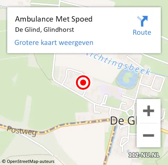 Locatie op kaart van de 112 melding: Ambulance Met Spoed Naar De Glind, Glindhorst op 4 november 2022 06:26