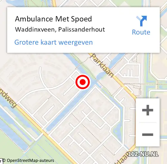 Locatie op kaart van de 112 melding: Ambulance Met Spoed Naar Waddinxveen, Palissanderhout op 4 november 2022 06:38