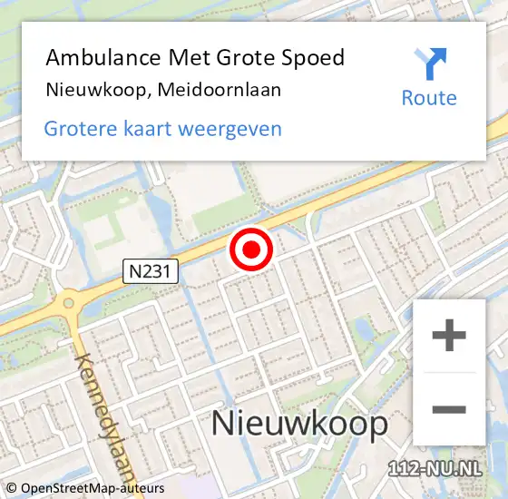 Locatie op kaart van de 112 melding: Ambulance Met Grote Spoed Naar Nieuwkoop, Meidoornlaan op 4 november 2022 06:58