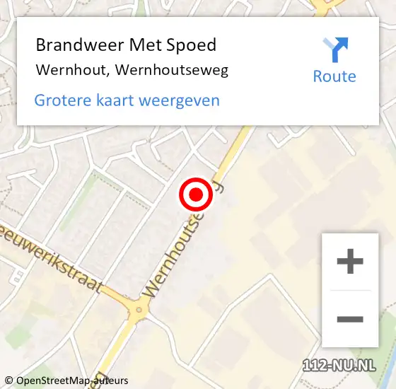 Locatie op kaart van de 112 melding: Brandweer Met Spoed Naar Wernhout, Wernhoutseweg op 4 november 2022 07:31