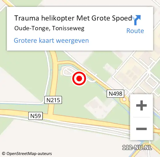 Locatie op kaart van de 112 melding: Trauma helikopter Met Grote Spoed Naar Oude-Tonge, Tonisseweg op 4 november 2022 07:44