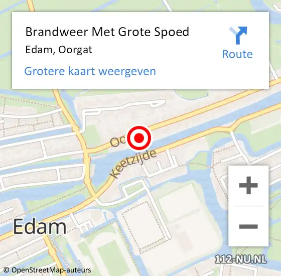 Locatie op kaart van de 112 melding: Brandweer Met Grote Spoed Naar Edam, Oorgat op 4 november 2022 08:07