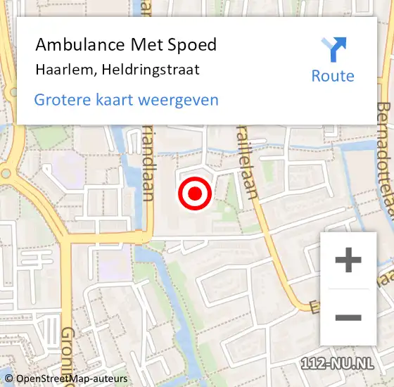 Locatie op kaart van de 112 melding: Ambulance Met Spoed Naar Haarlem, Heldringstraat op 4 november 2022 08:12
