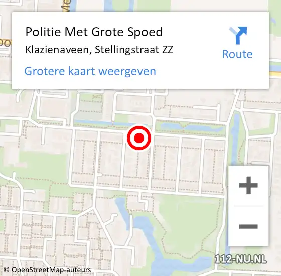 Locatie op kaart van de 112 melding: Politie Met Grote Spoed Naar Klazienaveen, Stellingstraat ZZ op 4 november 2022 08:21