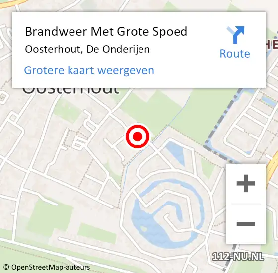 Locatie op kaart van de 112 melding: Brandweer Met Grote Spoed Naar Oosterhout, De Onderijen op 4 november 2022 08:25