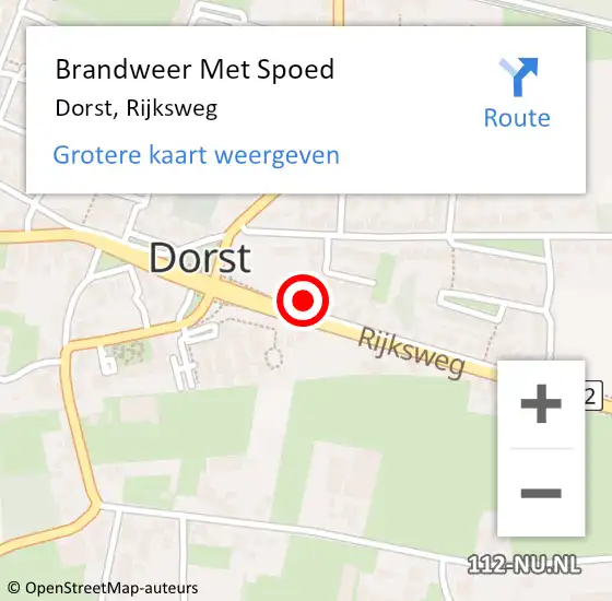 Locatie op kaart van de 112 melding: Brandweer Met Spoed Naar Dorst, Rijksweg op 3 augustus 2014 20:54