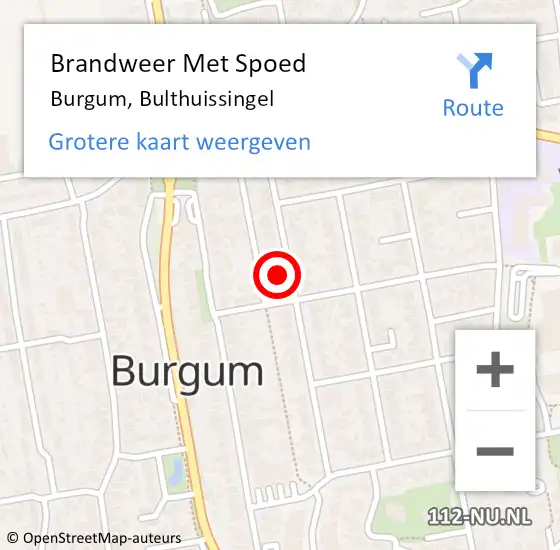 Locatie op kaart van de 112 melding: Brandweer Met Spoed Naar Burgum, Bulthuissingel op 4 november 2022 08:35