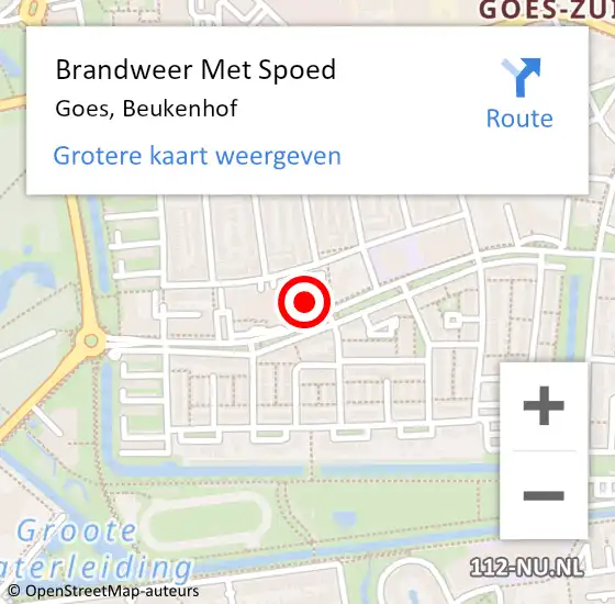 Locatie op kaart van de 112 melding: Brandweer Met Spoed Naar Goes, Beukenhof op 4 november 2022 08:45