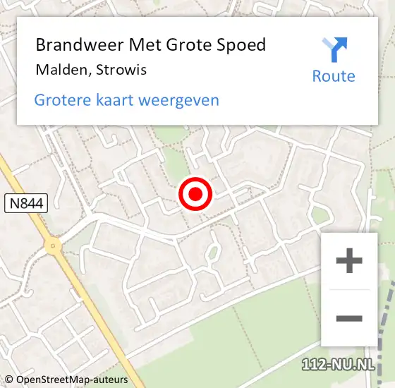 Locatie op kaart van de 112 melding: Brandweer Met Grote Spoed Naar Malden, Strowis op 4 november 2022 08:52