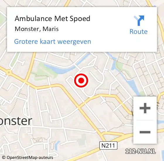 Locatie op kaart van de 112 melding: Ambulance Met Spoed Naar Monster, Maris op 4 november 2022 08:53