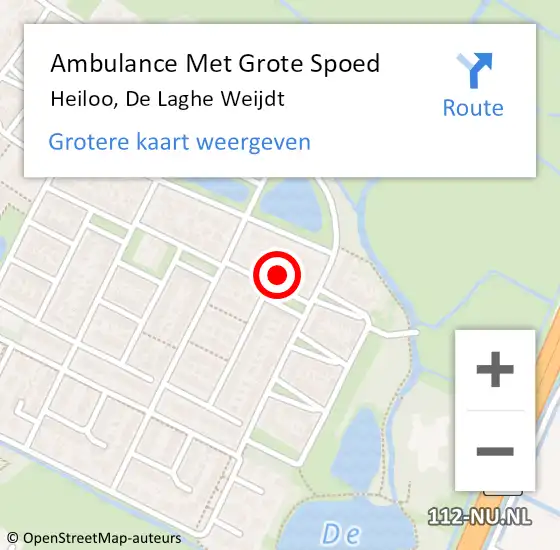 Locatie op kaart van de 112 melding: Ambulance Met Grote Spoed Naar Heiloo, De Laghe Weijdt op 4 november 2022 09:03