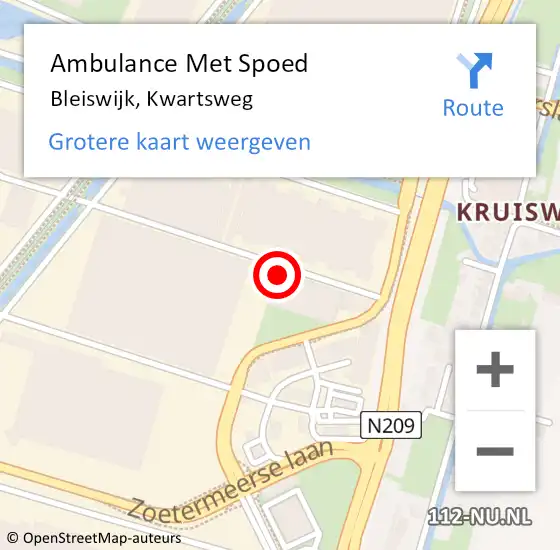 Locatie op kaart van de 112 melding: Ambulance Met Spoed Naar Bleiswijk, Kwartsweg op 4 november 2022 09:05