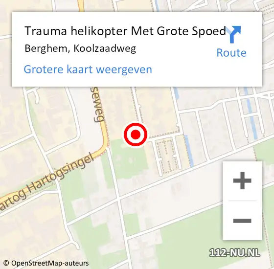 Locatie op kaart van de 112 melding: Trauma helikopter Met Grote Spoed Naar Berghem, Koolzaadweg op 4 november 2022 09:14