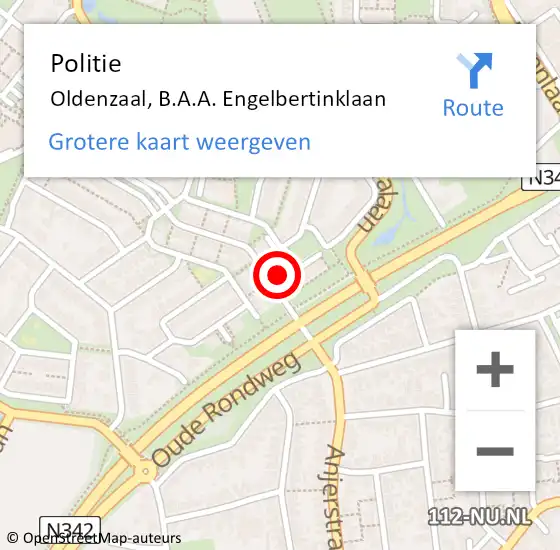 Locatie op kaart van de 112 melding: Politie Oldenzaal, B.A.A. Engelbertinklaan op 4 november 2022 09:19