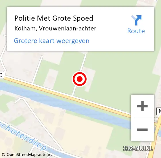 Locatie op kaart van de 112 melding: Politie Met Grote Spoed Naar Kolham, Vrouwenlaan-achter op 4 november 2022 09:21
