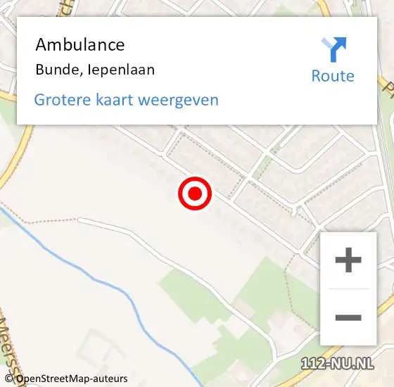 Locatie op kaart van de 112 melding: Ambulance Bunde, Iepenlaan op 3 augustus 2014 21:01