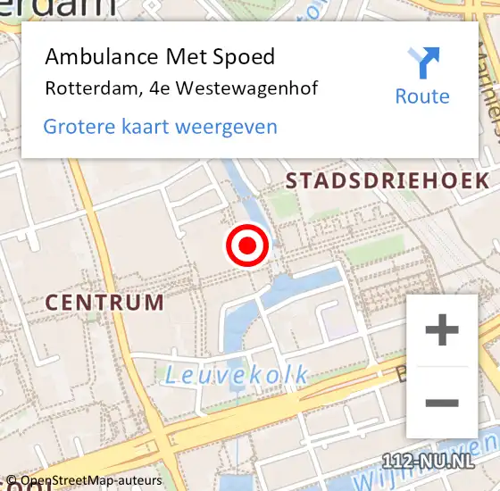 Locatie op kaart van de 112 melding: Ambulance Met Spoed Naar Rotterdam, 4e Westewagenhof op 4 november 2022 09:26