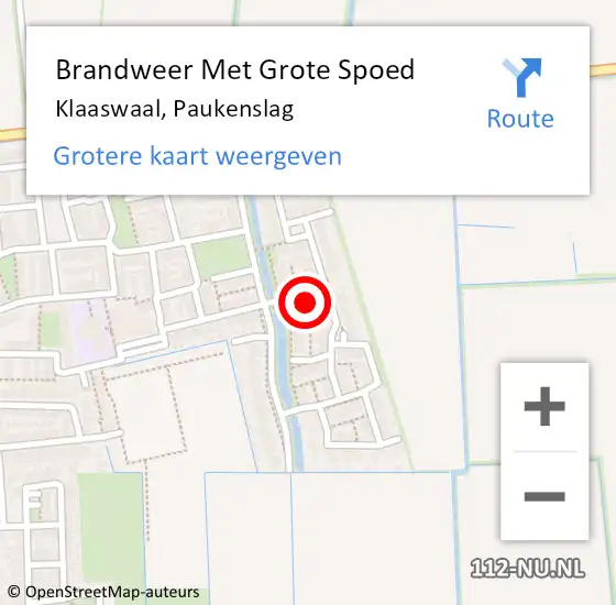 Locatie op kaart van de 112 melding: Brandweer Met Grote Spoed Naar Klaaswaal, Paukenslag op 4 november 2022 09:28