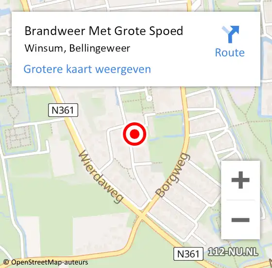 Locatie op kaart van de 112 melding: Brandweer Met Grote Spoed Naar Winsum, Bellingeweer op 4 november 2022 09:47