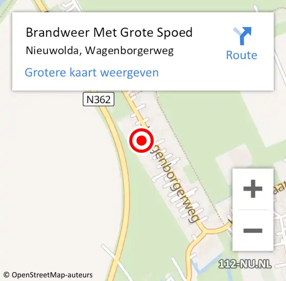 Locatie op kaart van de 112 melding: Brandweer Met Grote Spoed Naar Nieuwolda, Wagenborgerweg op 4 november 2022 09:49