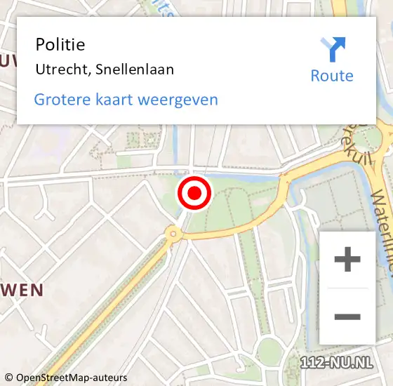 Locatie op kaart van de 112 melding: Politie Utrecht, Snellenlaan op 4 november 2022 09:49